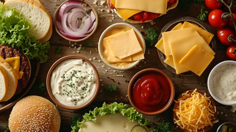 Burgers Toppings and Sauces: Cheese Choices